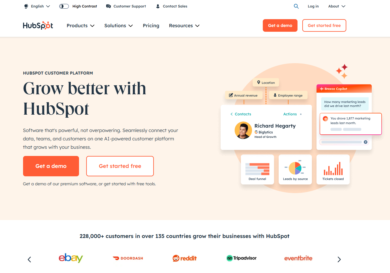 HubSpot Homepage