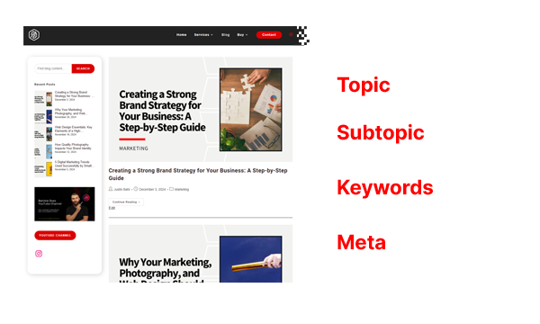 SEO Optimized Page - Content Marketing - Justin Bahr Marketing