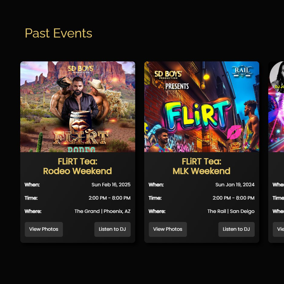 The Boys Events | Events Page | Past Events Custom Module | Website Development | Web Design