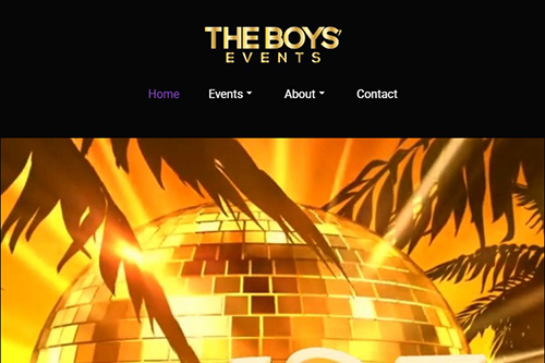 The Boys' Events Website Screenshot | Justin Bahr Marketing and Photography